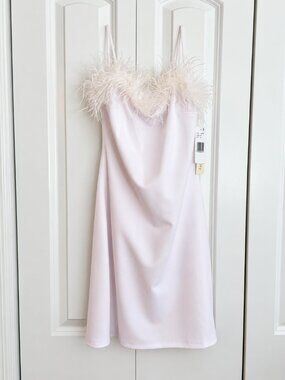 Allison & Kelly Juniors White Feather Trim Mini Dress NWT Size Medium